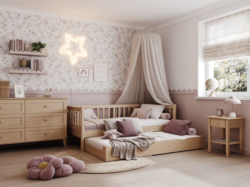 Sofa z szufladą na materac w pokoju gościnnym - jak zaplanować małą przestrzeń?