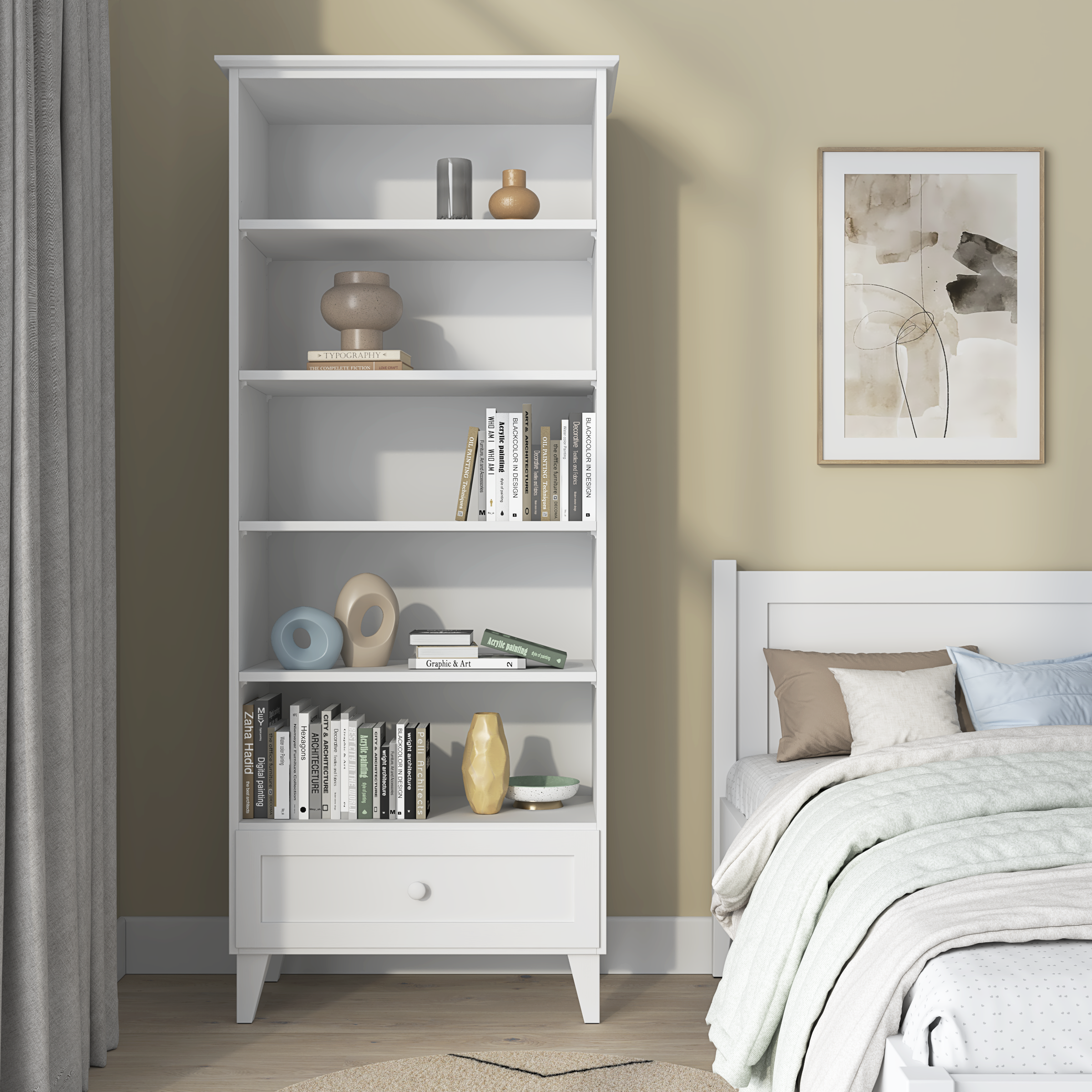 Wooden shelf 1S 80 Scandi white