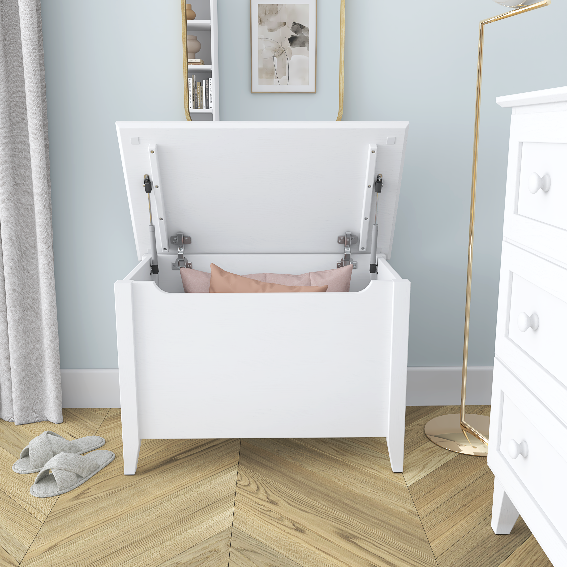 Drewniany kufer Scandi biały