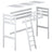 Loft bed white – wooden posts and joints, close-up on quality