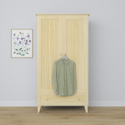 2-door wardrobe with drawer pine clear pine – bedroom, Scandinavian style