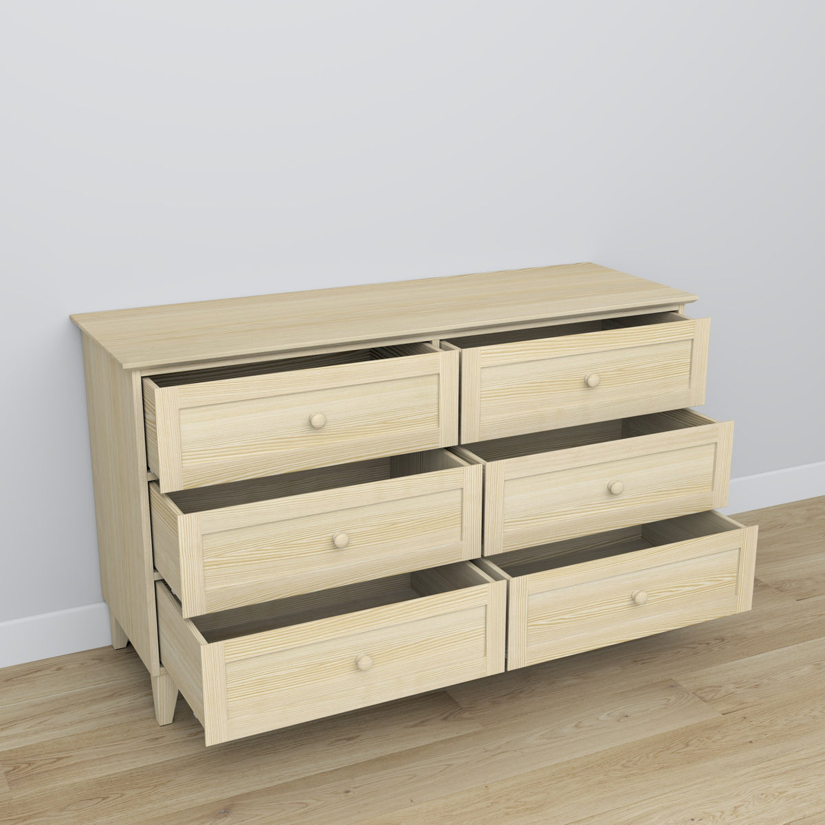 Pine chest of drawers 6S 154 Scandi clear pine