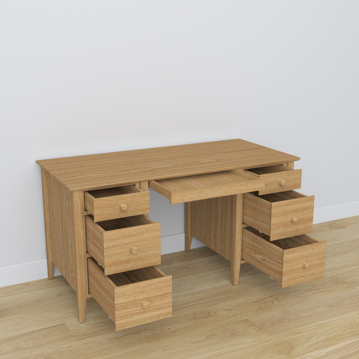 Desk 6S oak natural oak – open drawers, document storage compartments