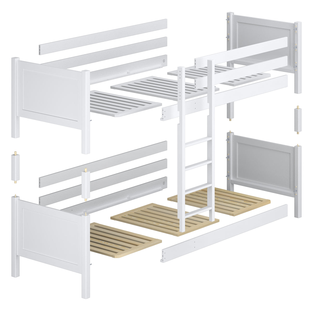 Grey Bunk Bed – Wooden Joinery Joints, Close-up, Nizio Home