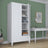 Wardrobe 2D1S wooden white – open doors, hanging rail and internal shelves