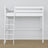 Loft bed white – wooden ladder and safety rail, Nizio Home
