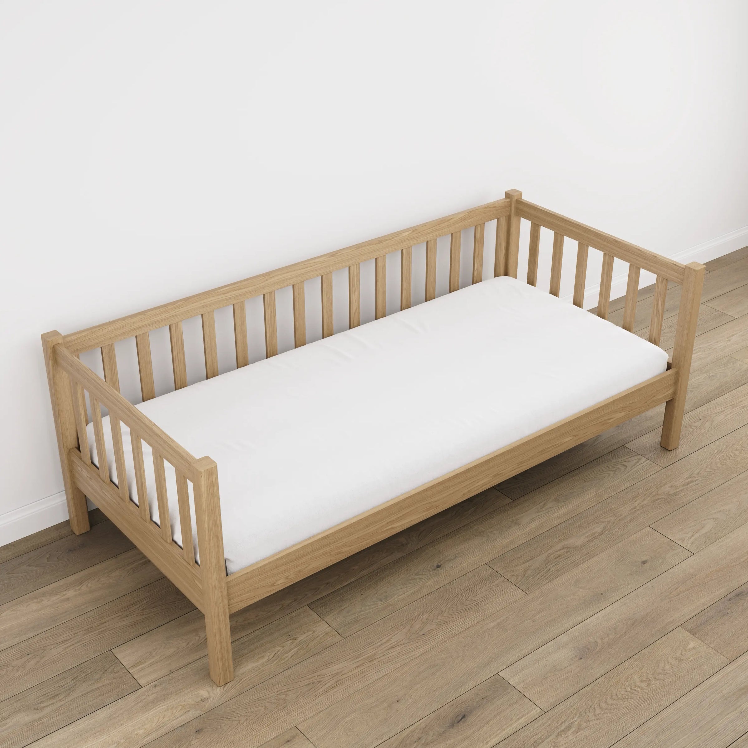 Łóżko sofa dąb naturalny – nogi i podstawa dębowe, zbliżenie na detale