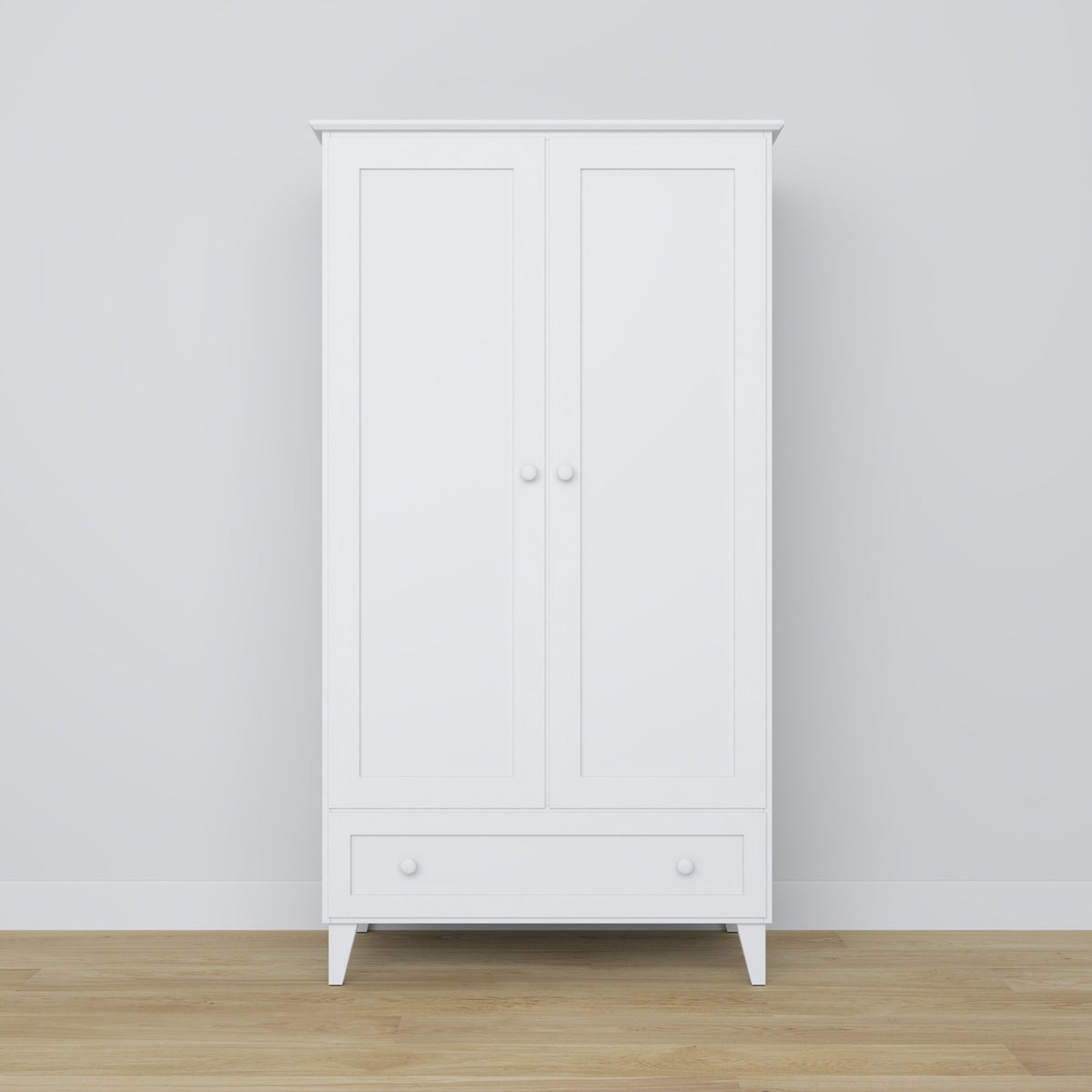 wardrobe 2D1S Scandi wooden in custom RAL/NCS color – solid wood, Nizio