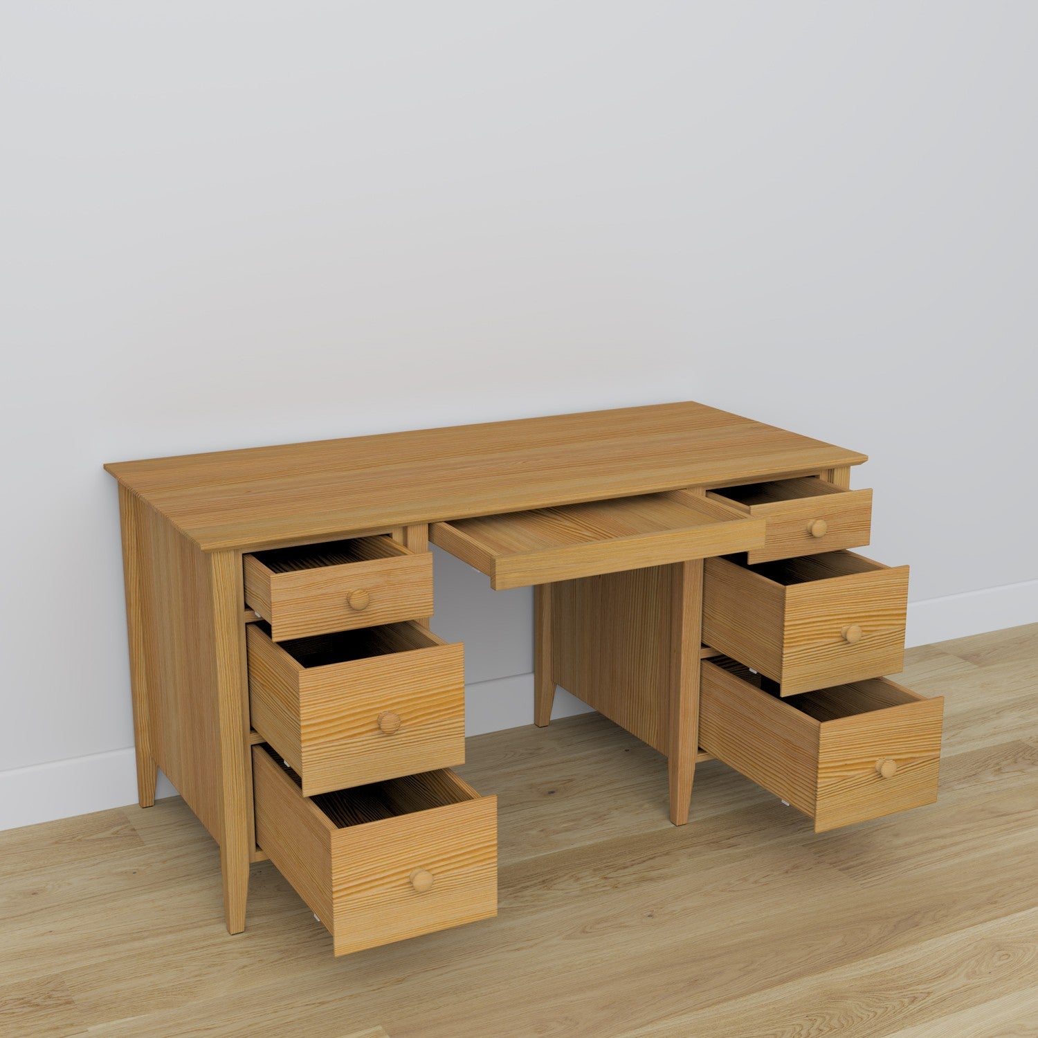 Desk 6S pine natural pine – open drawers, document storage compartments