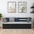 Łóżko sofa czarno-dębowy – boczna bariera drewniane, widok boczny, Nizio