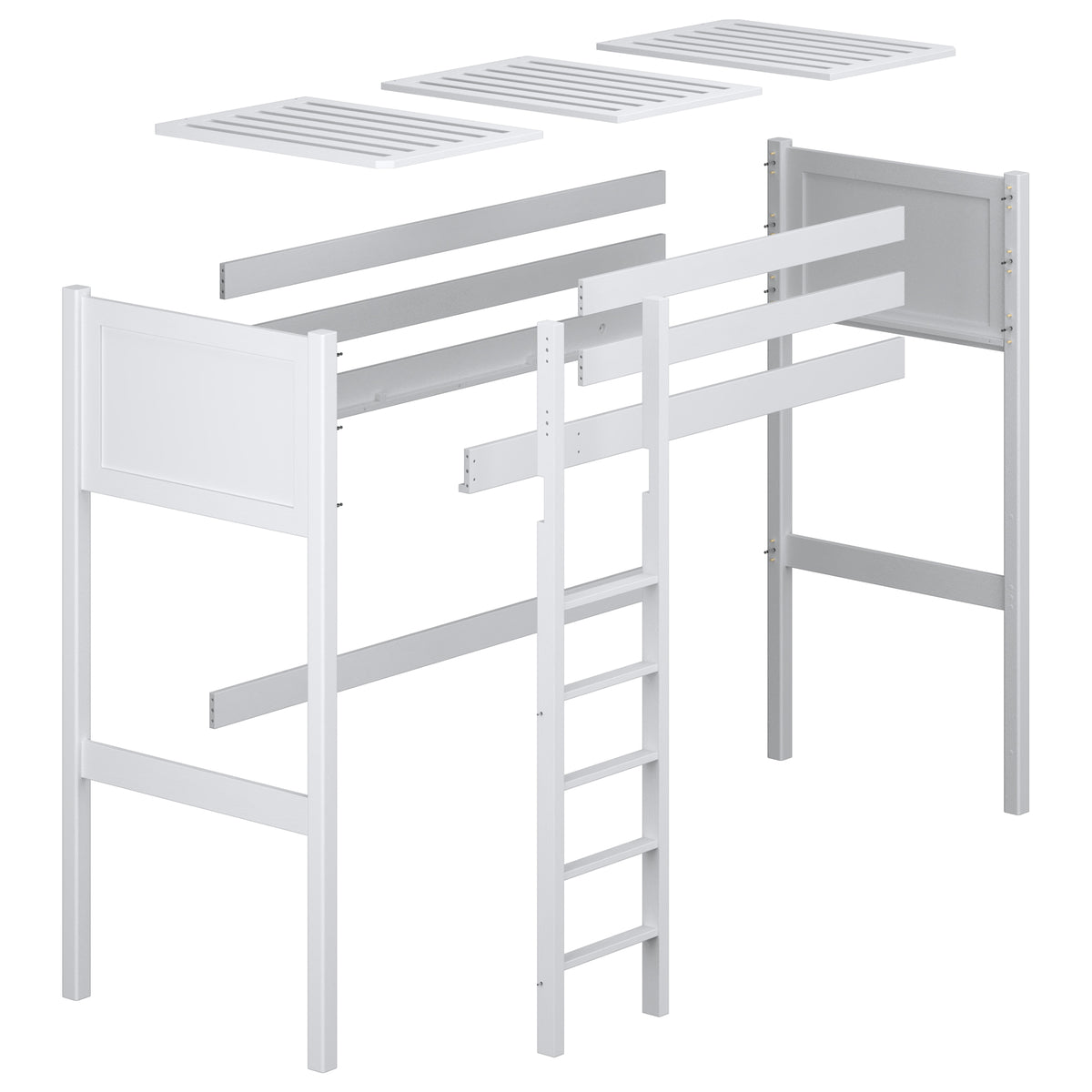 Loft bed black/oak wooden – dimensions and diagram, Nizio