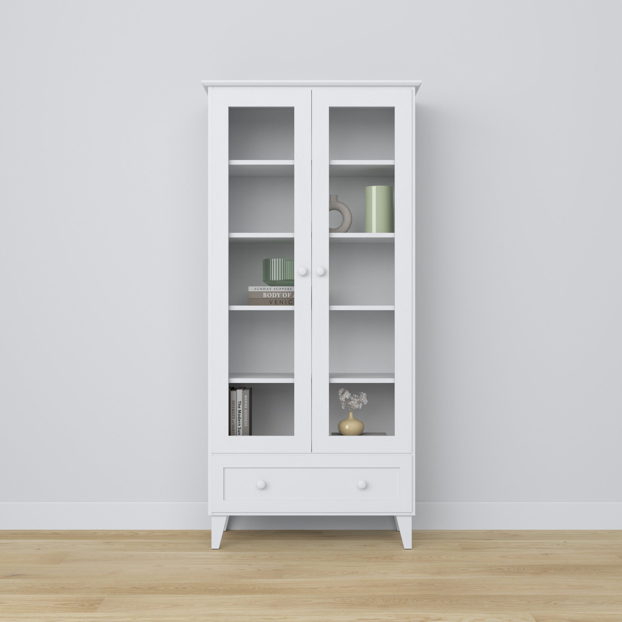 display cabinet 1S 90 Scandi wooden in custom RAL/NCS color – solid wood, Nizio
