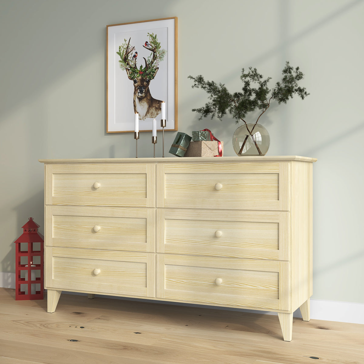 Pine chest of drawers 6S 154 Scandi clear pine