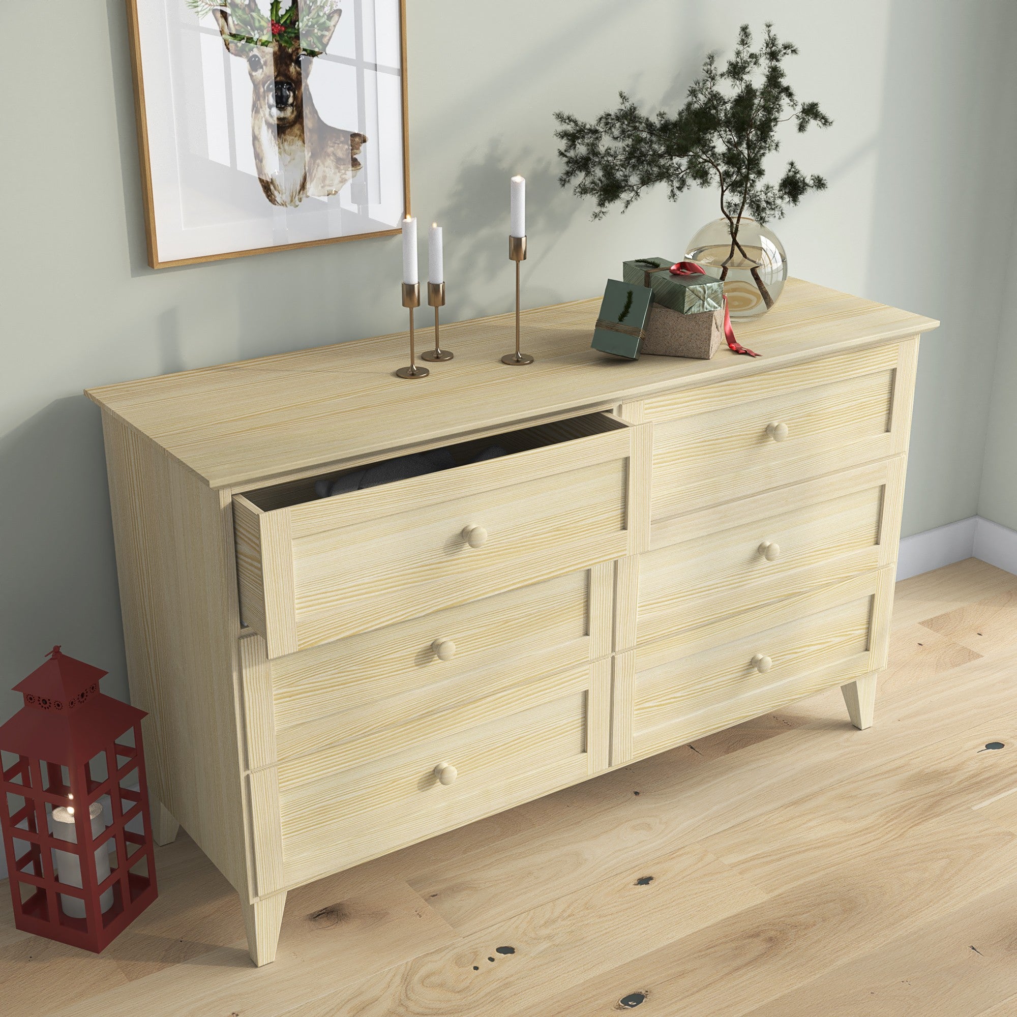 Pine chest of drawers 6S 154 Scandi clear pine