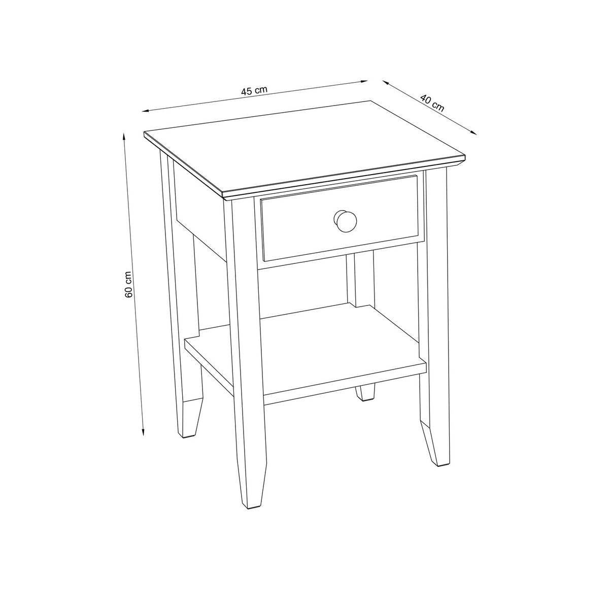 Pine bedside table 1S N01 Scandi natural pine