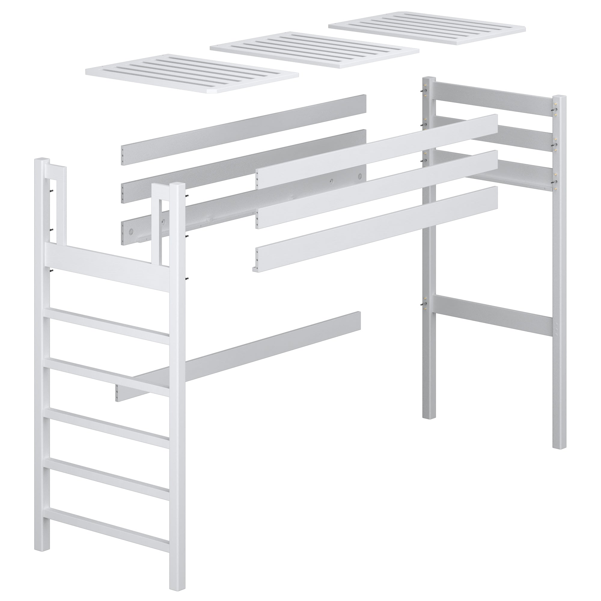 White and Oak Wooden Loft Bed – Children’s Room Proportions, Nizio