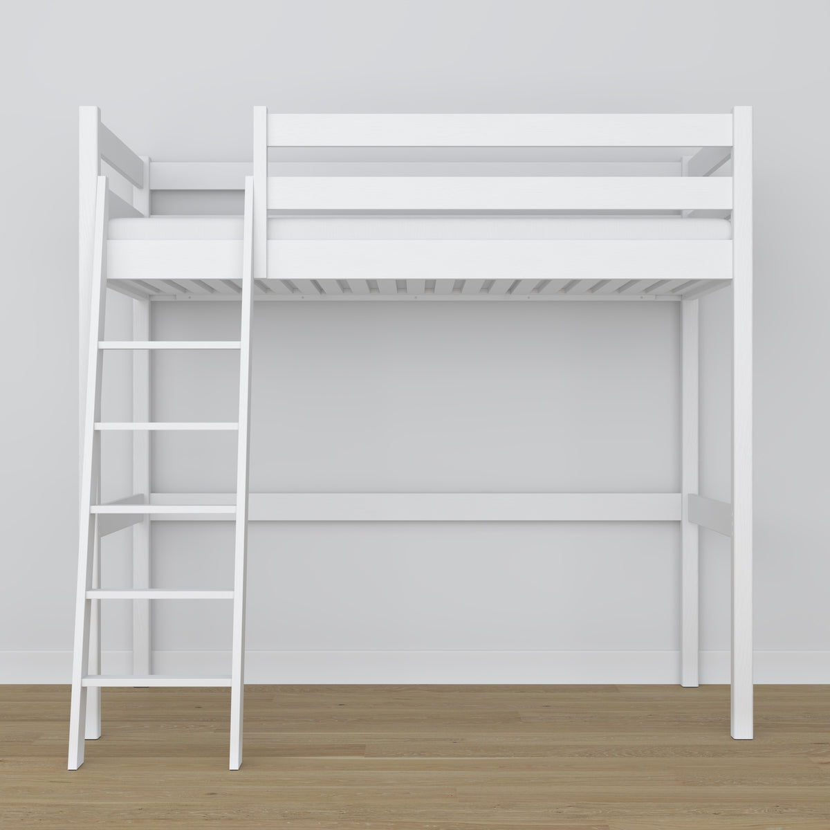 Loft bed white wooden – dimensions and diagram, Nizio