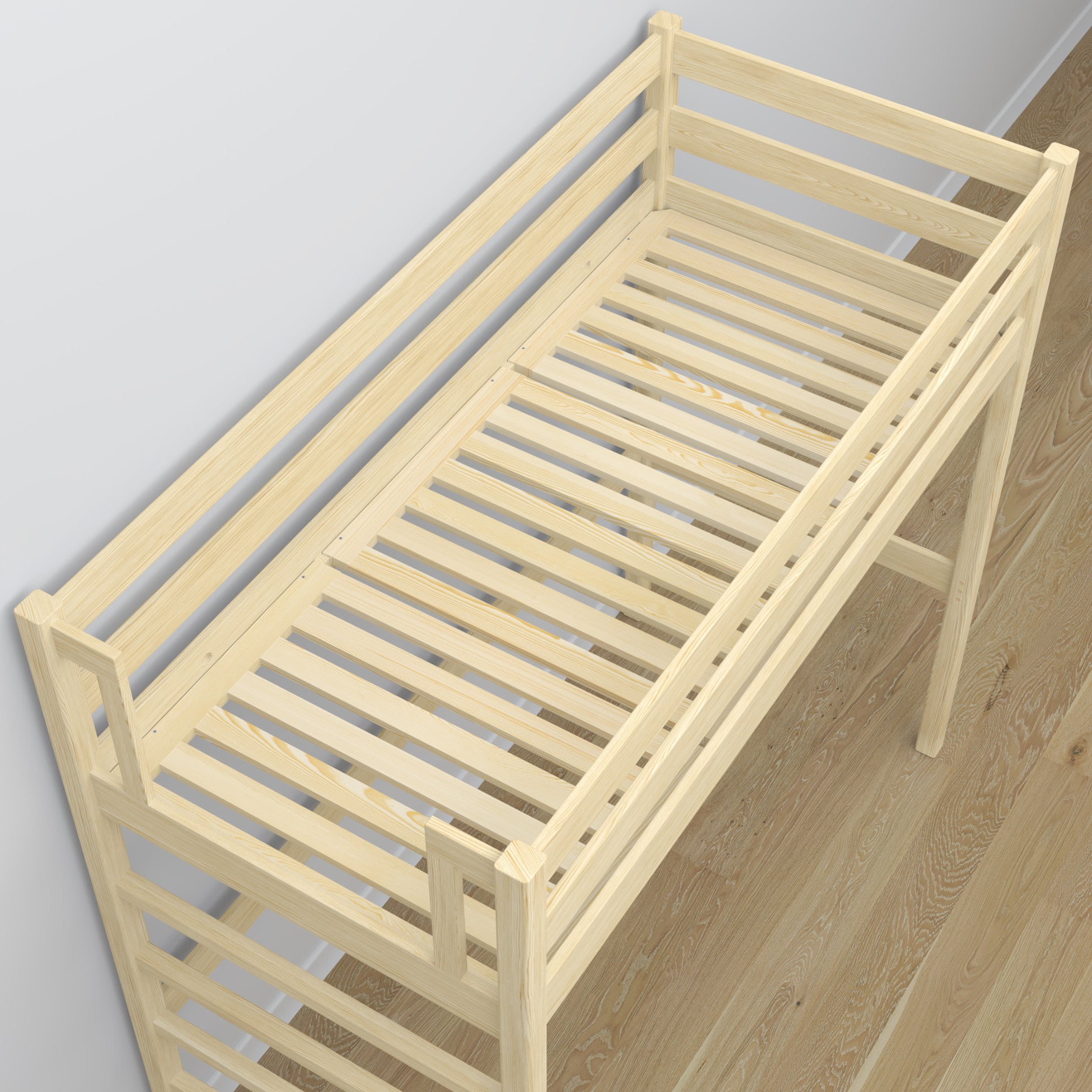 Clear Pine Wooden Loft Bed – Ladder and Joint Details, Nizio Home