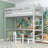 Loft bed grey in children’s room – scandi arrangement, wooden