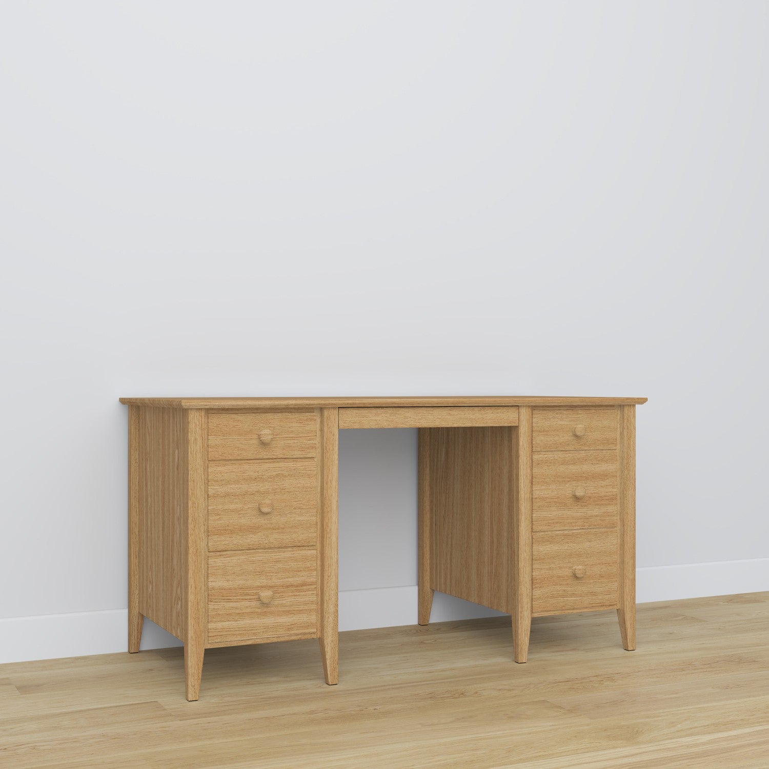 Desk 6S natural oak wood – side view, tabletop depth