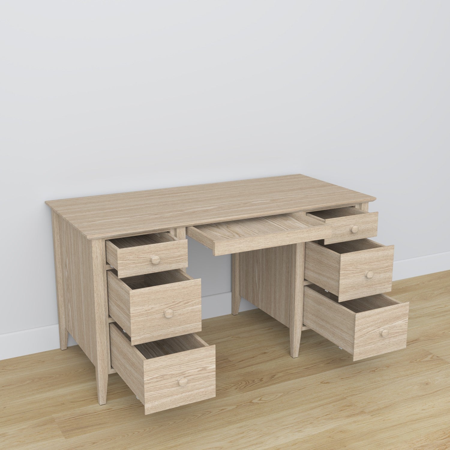 Desk 6S oak bleached oak – open drawers, document storage compartments