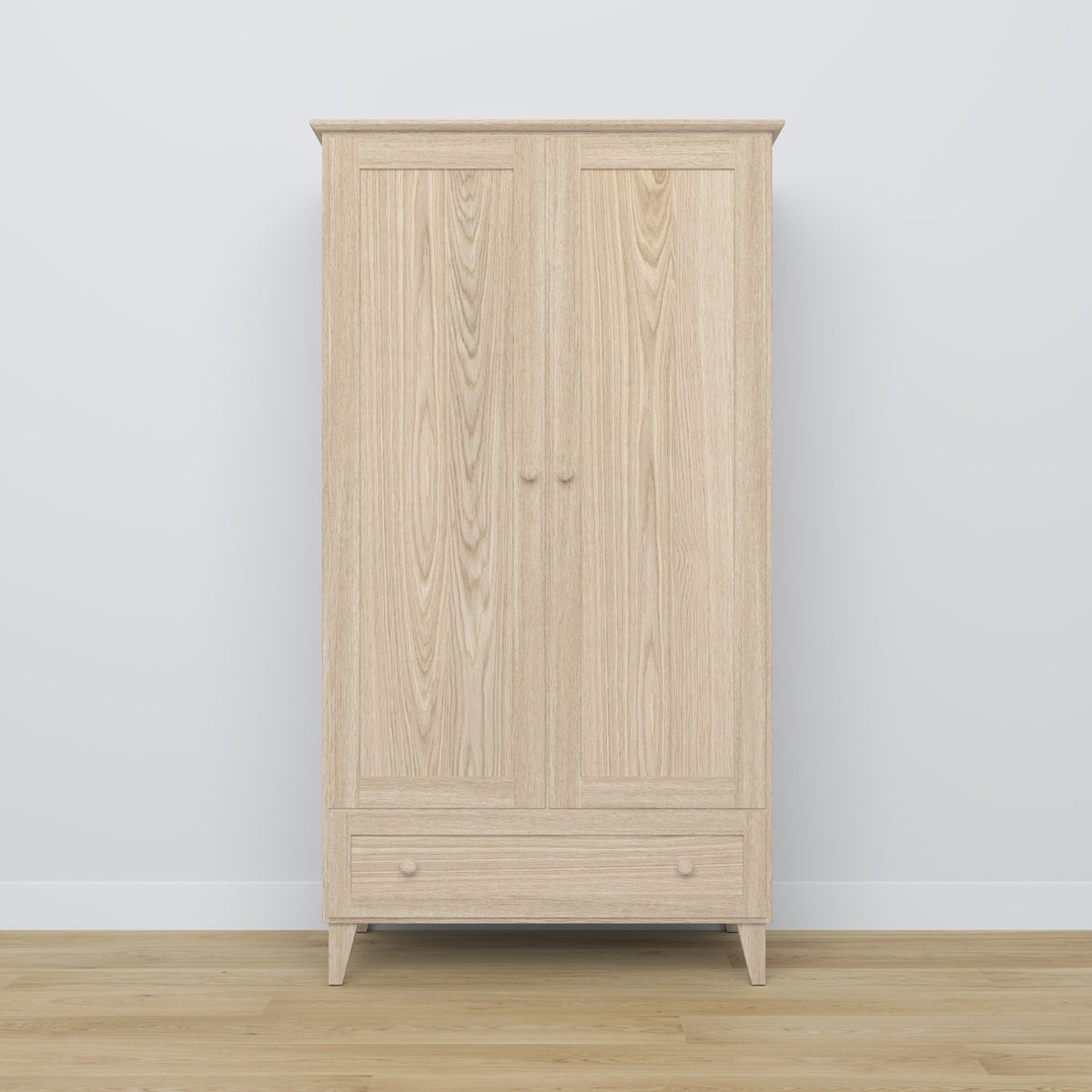 2-door wardrobe with drawer oak bleached oak – bedroom, Scandinavian style