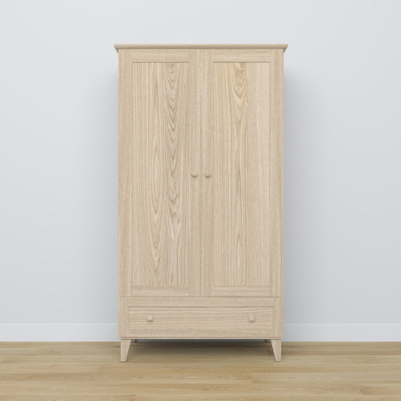 2-door wardrobe with drawer oak bleached oak – bedroom, Scandinavian style