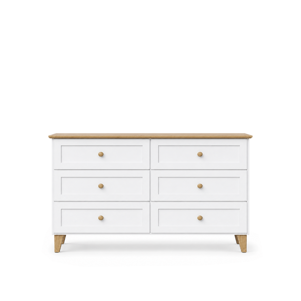 Drewniana komoda 6S 154 Scandi biały / dąb naturalny