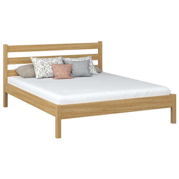 Dębowe łóżko podwójne N01 dąb naturalny – widok ogólny, lite drewno dębowe
