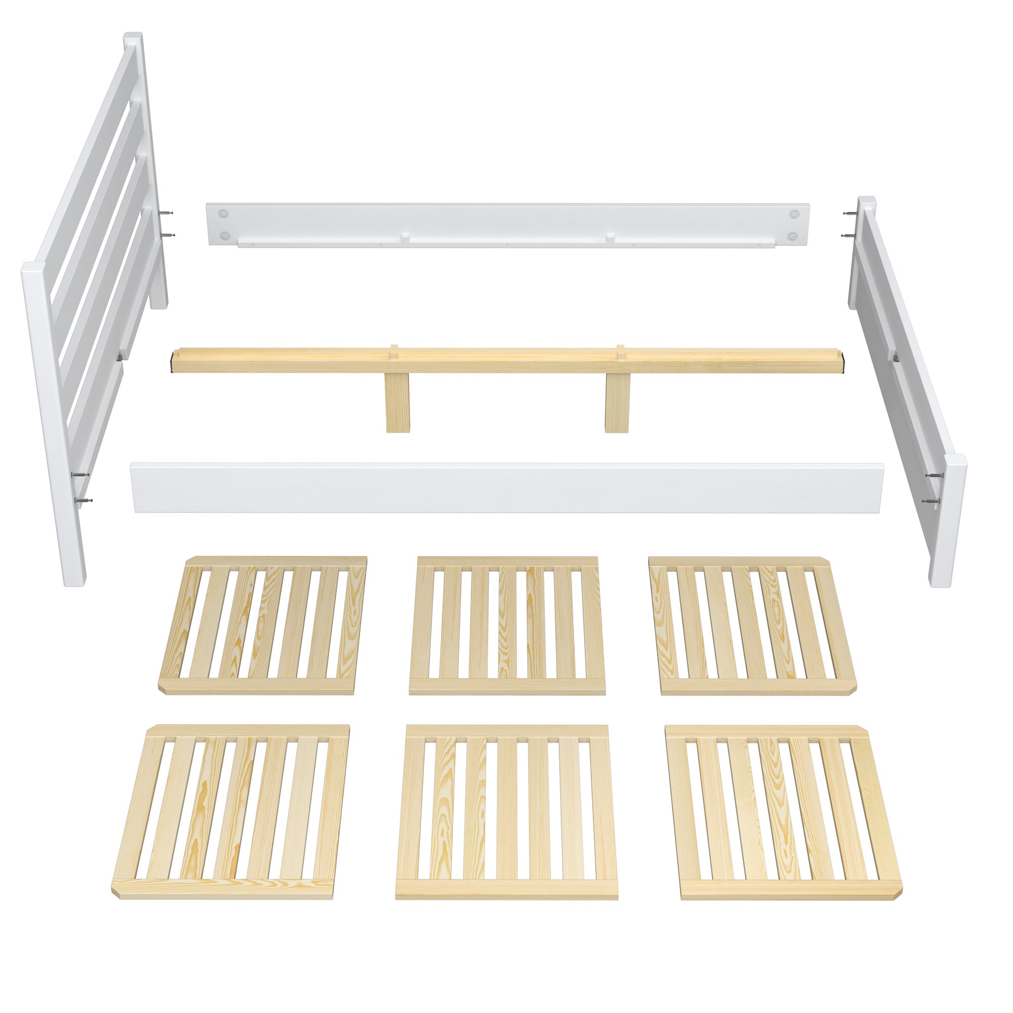Double bed with drawer bleached oak made of oak – side view, Nizio