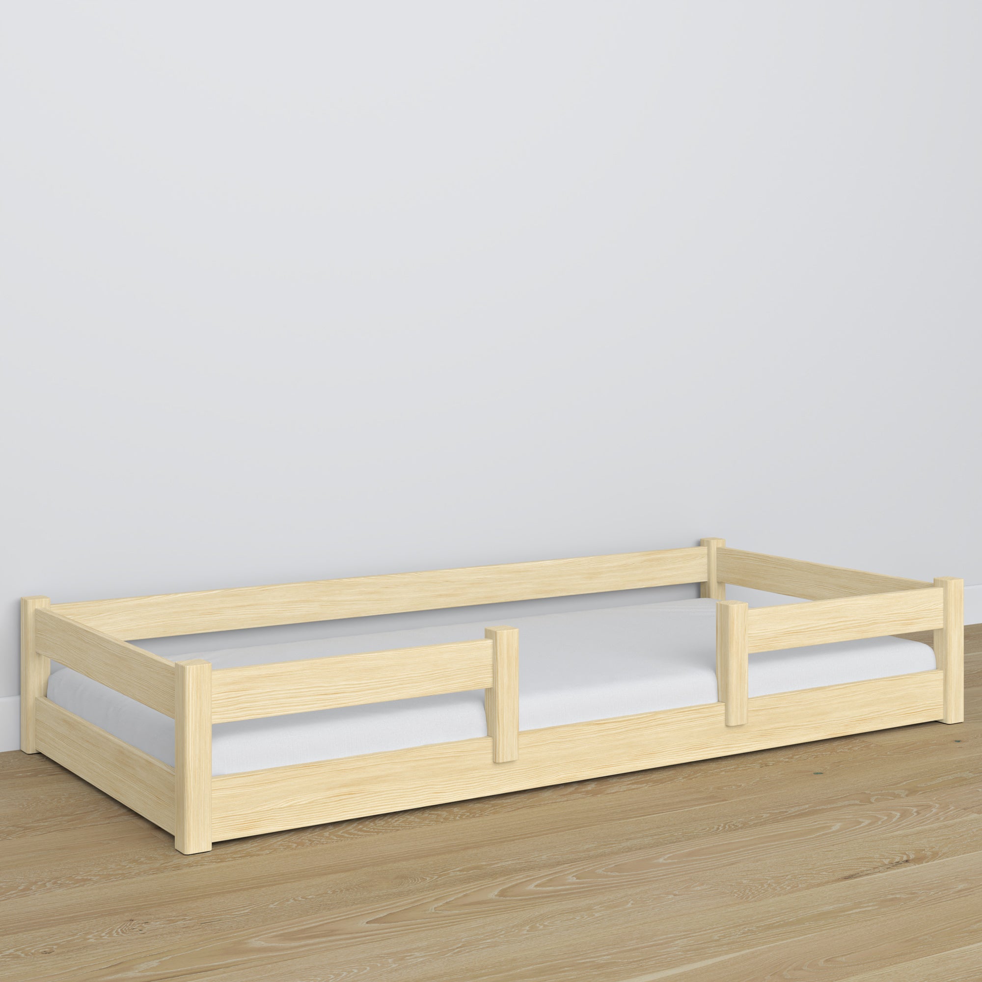 Low Bed Clear Pine – Wooden Headboard, Close-up of Wood Quality