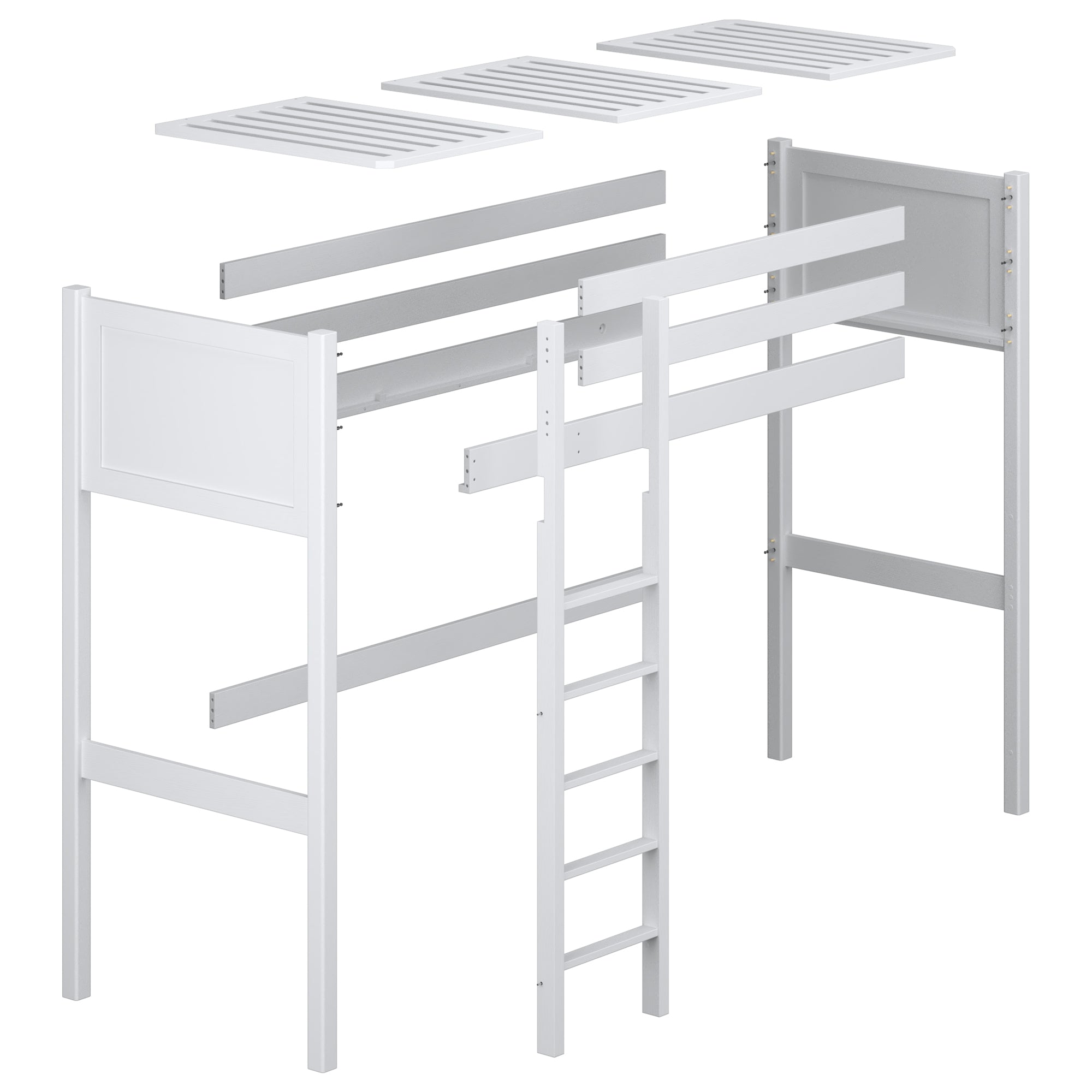 Loft bed natural oak oak – dimensions and diagram, Nizio