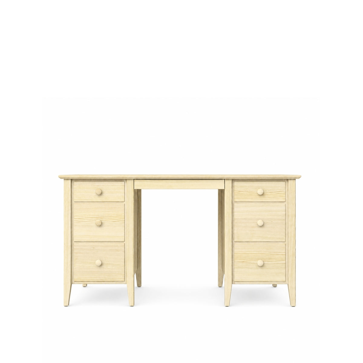 Biurko z 6 szufladami sosnowe sosna bezbarwna – gabinet i pokój młodzieżowy, scandi